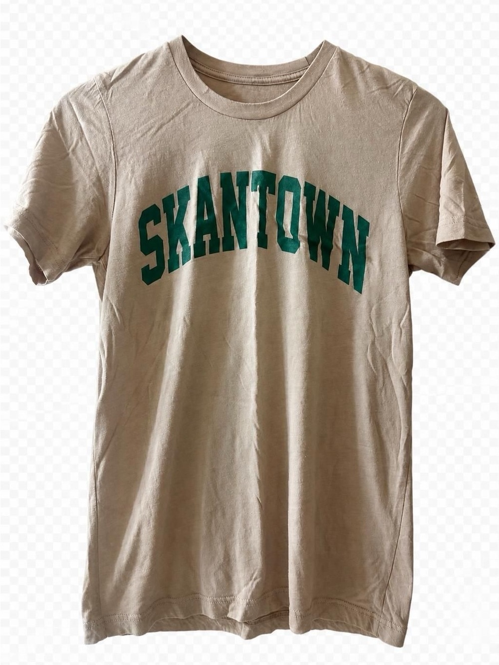Sugarfoot Tan Short Sleeve Tee with Green Skantown Graphic